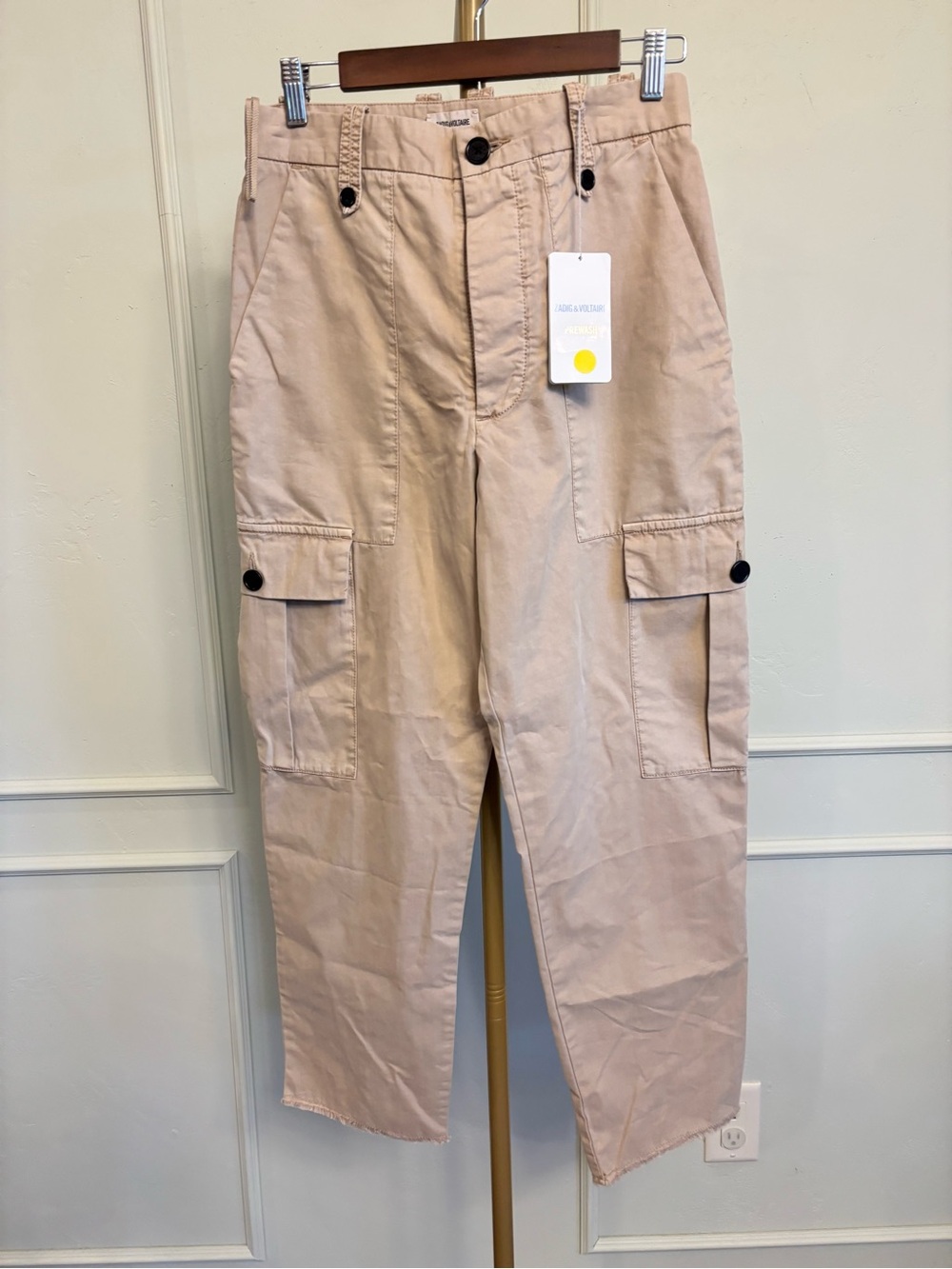 Zadig & Voltaire Cargo Pants Beige/Tan High-Rise Pilote Bord MSRP $278 - Picture 2 of 7